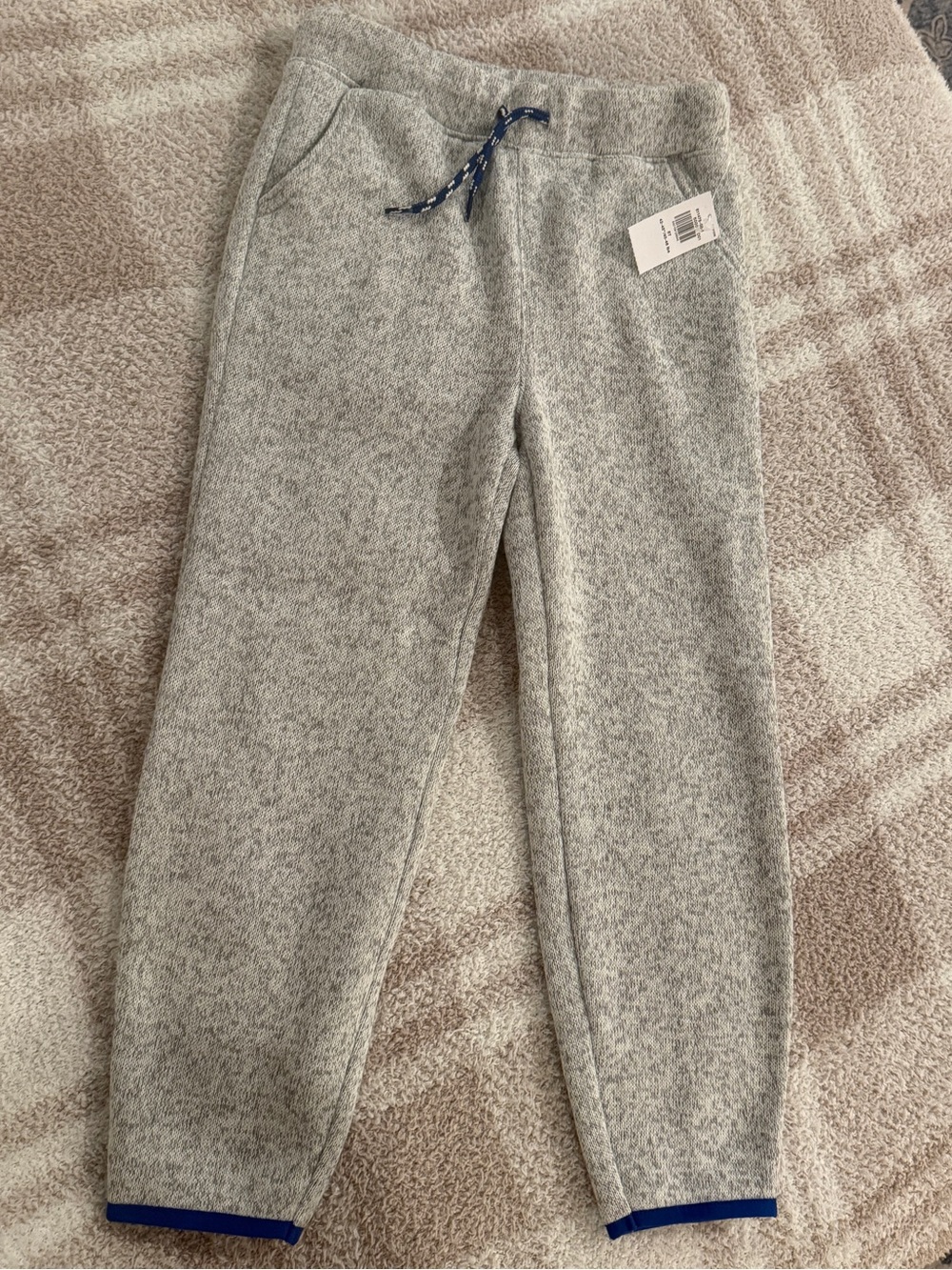 Old Navy Light Gray Kids Fleece Joggers with Navy Trim